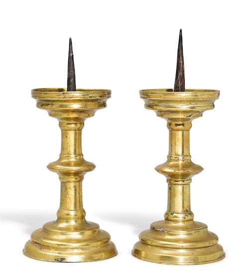 PAIR OF LATE GOTHIC CANDLESTICKS,