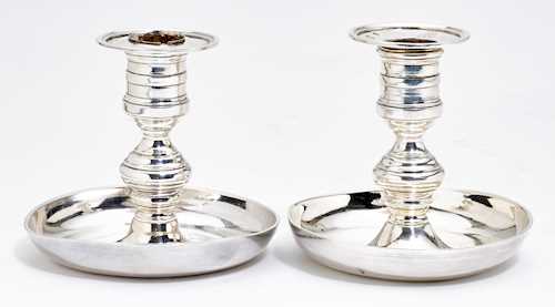 PAIR OF SMALL SILVER CANDLESTICKS