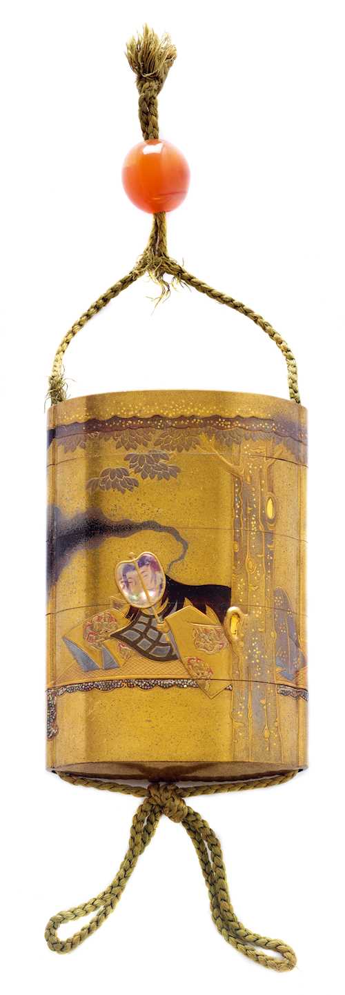 A LACQUERED INRO DEPICTING ROSEI&#39;S DREAM BY KOMA KANSAI.