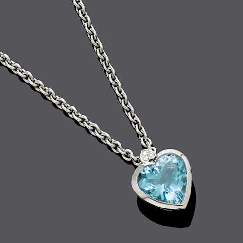 AQUAMARIN-DIAMANT-ANHÄNGER MIT KETTE, CHRISTINE NAGEL.