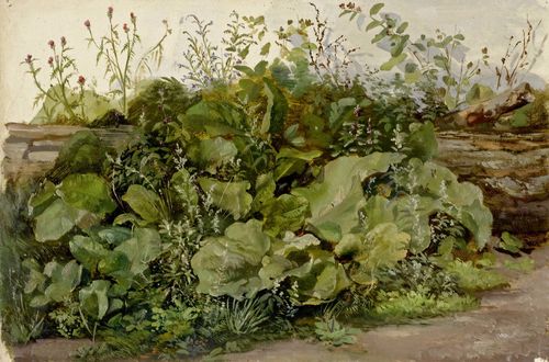 REINHARDT, LUDWIG (LOUIS) (1849 - 1870 Traunsee) Study of a piece of turf. Oil on paper. 23.5 x 35.2 cm.