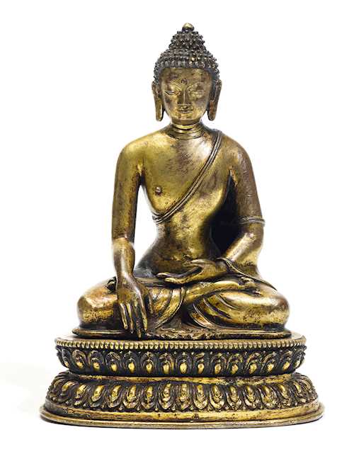 鎏金銅合金釋迦牟尼佛像。