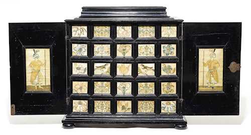 CABINET WITH SILK DECORATION