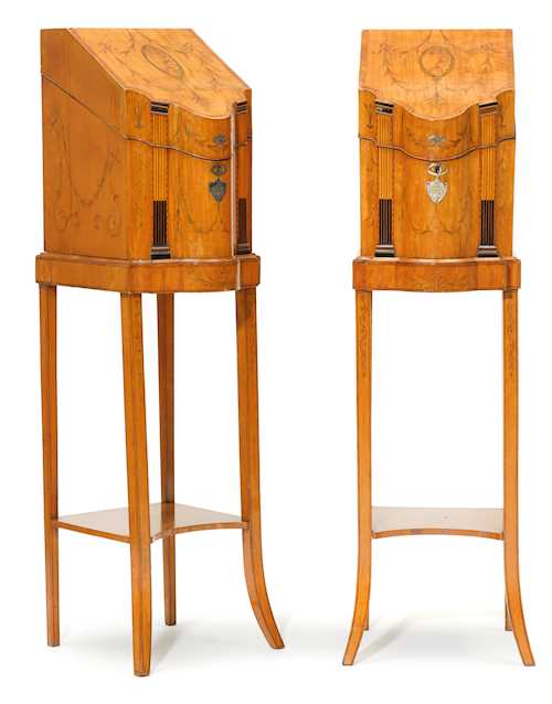 A PAIR OF WRITING CABINETS ON STAND
