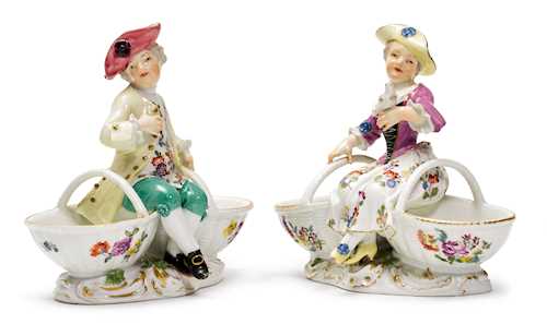 A PAIR OF FIGURAL SALTS