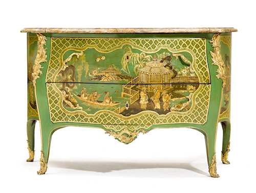 GREEN LACQUER COMMODE