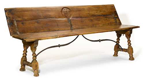 BENCH WITH A HINGED BACKREST