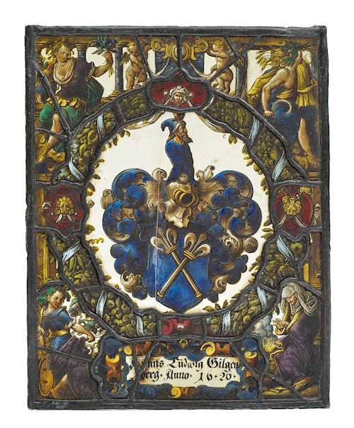 ARMORIAL PANEL  GILGENBERG, WITH AN ALLEGORY OF THE FOUR SEASONS
