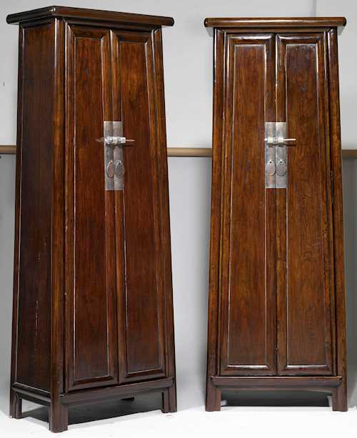A PAIR OF HIGH CABINETS.