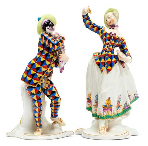 A PAIR OF COMMEDIA DELL'ARTE FIGURES: LALAGE AND MEZZETINO