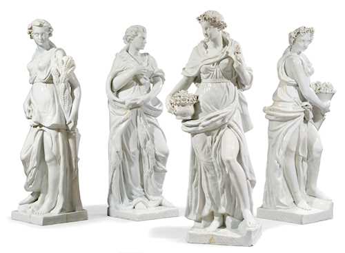 A SET OF FOUR LARGE FIGURES DEPICTING ALLEGORIES OF THE FOUR SEASONS