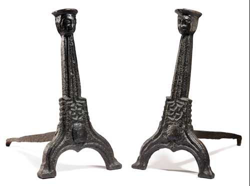 A PAIR OF FIREPLACE CHENETS