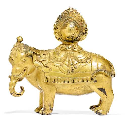 鎏金銅合金白象宝像。