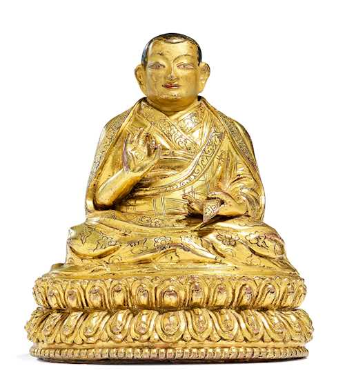 鎏金銅合金喇嘛賞識上師像。