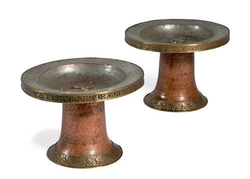 A PAIR OF TORMA OFFERING DISHES.