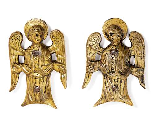 TWO MOUNTS DESIGNED AS ANGELS