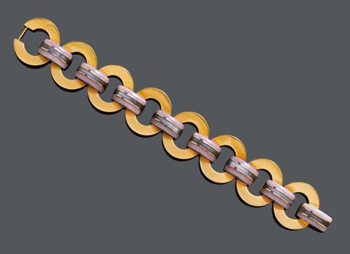 ACHAT-PERLMUTT-GOLD-BRACELET, um 1960.
