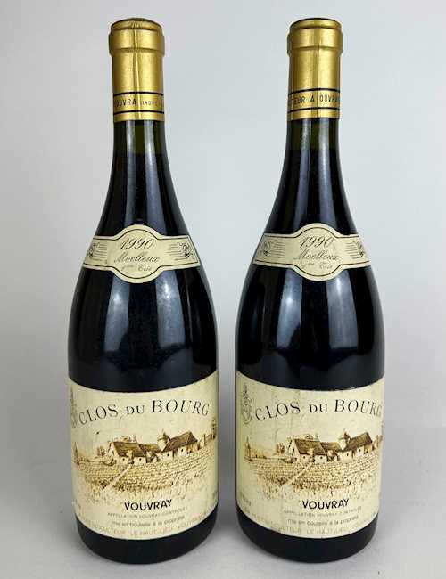 2 bts Vouvray Huet "Clos du Bourg" Moelleux 1er Trie 0.75 L 1990