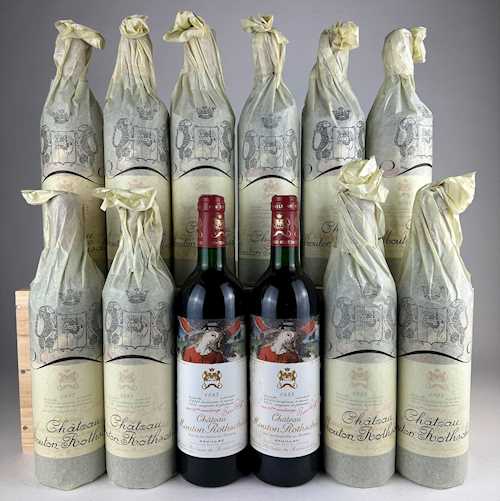 12 bts Pauillac Ch. Mouton Rothschild 1er Grand Cru Classé CBO 0.75 L 1985