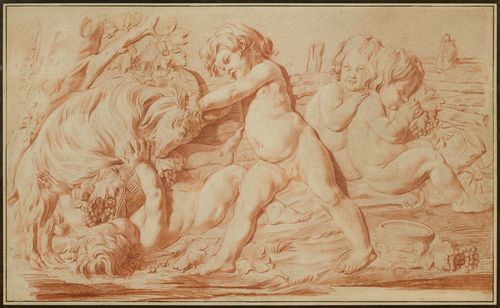 BOUCHARDON, EDME (Chaumont 1698 - 1762 Paris) 1. Allegory of autumn 2. Allegory of winter. Pair of works. Red chalk. 28 x 45.7 cm and 28.2 x 43.4 cm. Framed. Provenance: - Christie's, New York, Jan 2011, Lot 286 - Ansorena, Spain, March 2012, Lot 446