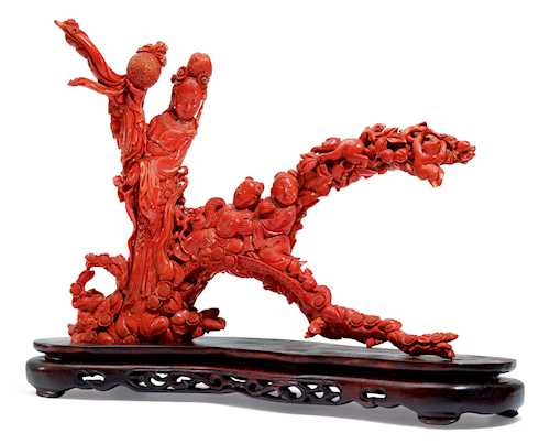 A LARGE CORAL CARVING