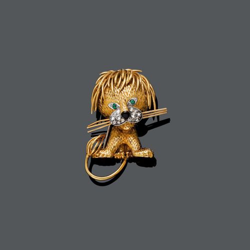 EDELSTEIN-GOLD-CLIPBROSCHE, VAN CLEEF & ARPELS.
