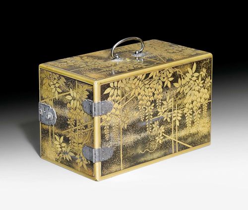 A CHARMING SMALL LACQUER CHEST (KODANSU) WITH AN INK STONE INSIDE. Japan, Meiji period, 15x8x9 cm.