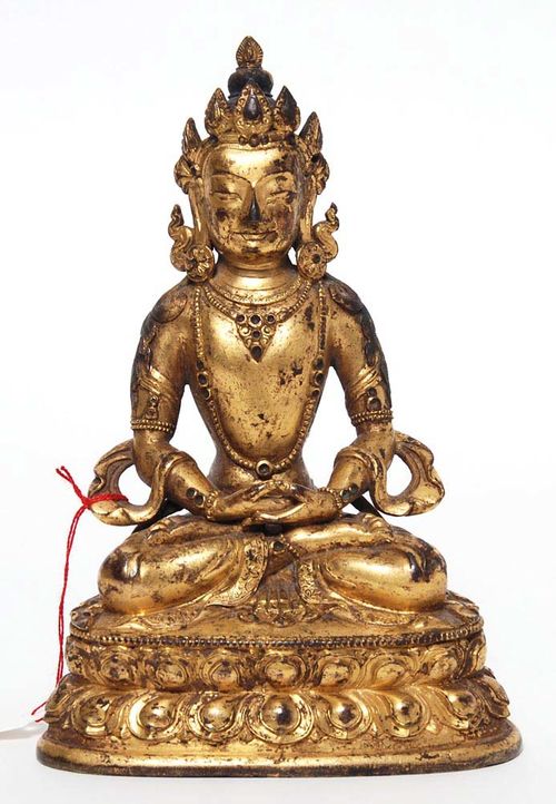 AMITHAYUS.Sino-Tibetan, 18th century  H 16.8 cm. Gilt bronze.
