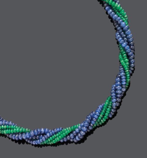 SAPPHIRE,  EMERALD AND RUBY NECKLACE.