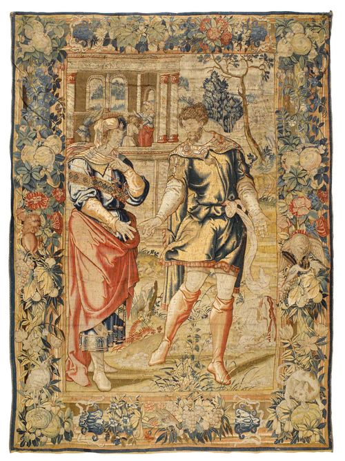 TAPESTRY,early Baroque, probably Brussels, 17th century. H 350 cm, W 240 cm.