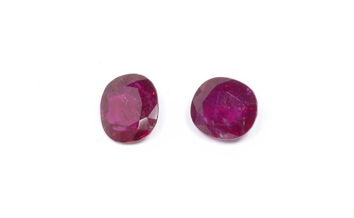 TWO UNMOUNTED BURMA RUBIES. 1 antique-oval ruby of 2.97 ct and 1 antique-oval ruby of 1.94 ct. Untreated. With Gemlab Report No. 2262/09.