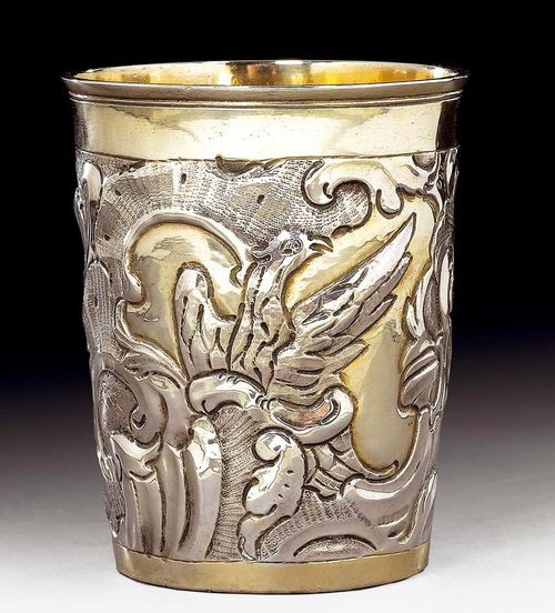 BECHER. Teilvergoldet. Russland, um 1750.