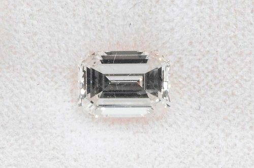 UNSET DIAMOND. Unset octagonal diamond, emerald-cut, 2.359 ct, G/SI1. With copy of SSEF Report No. 05664 of 1986.