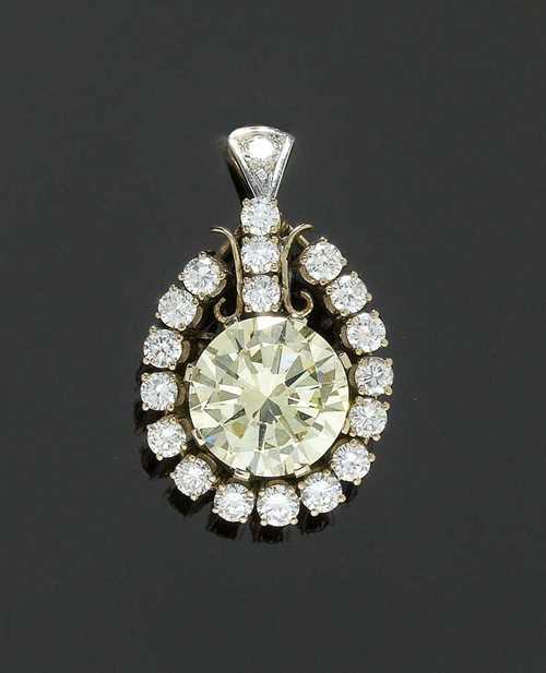 DIAMANTBROSCHE/ANHÄNGER, um 1950.