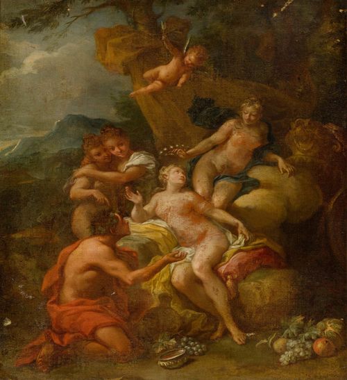 Follower, probably 19th century, of COYPEL, ANTOINE (before 1661 Paris 1722) The crowning of Venus. Oil on canvas. 69.2 x 52..5 cm.